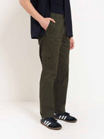 Load image into Gallery viewer, Olive Loose Fit Twill Cargo Trousers