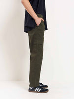 Load image into Gallery viewer, Olive Loose Fit Twill Cargo Trousers