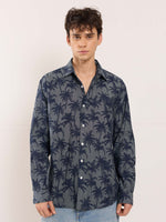 Load image into Gallery viewer, Palm Printed Chambray Shirt