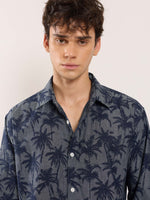 Load image into Gallery viewer, Palm Printed Chambray Shirt