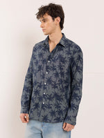 Load image into Gallery viewer, Palm Printed Chambray Shirt