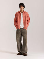 Load image into Gallery viewer, Carrot Red Striped Seersucker Holiday Shirt