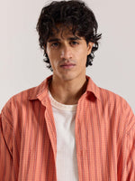 Load image into Gallery viewer, Carrot Red Striped Seersucker Holiday Shirt