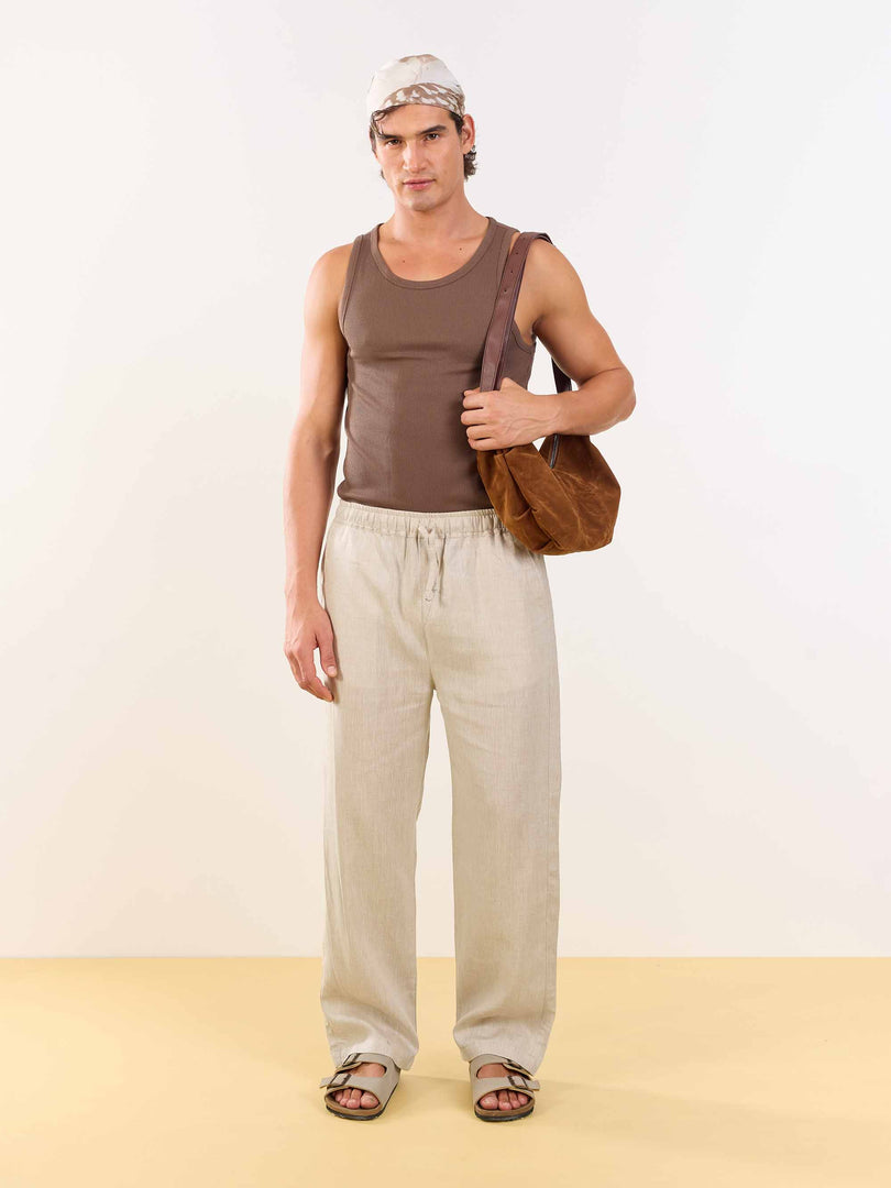 Natural Linen Pull-on Pants