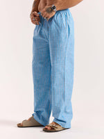 Load image into Gallery viewer, Sky Blue Striped Linen Pull-on Pants