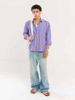 Load image into Gallery viewer, Blue & Red Striped Poplin Shirt