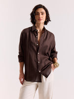 Load image into Gallery viewer, Dark Brown Linen-blend Shirt