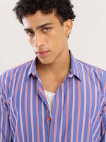 Load image into Gallery viewer, Blue & Red Striped Poplin Shirt