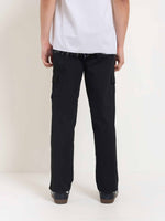 Load image into Gallery viewer, Black Loose Fit Twill Cargo Trousers