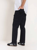 Load image into Gallery viewer, Black Loose Fit Twill Cargo Trousers