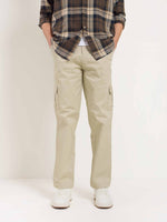 Load image into Gallery viewer, Greige Loose Fit Twill Cargo Trousers