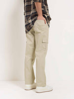 Load image into Gallery viewer, Greige Loose Fit Twill Cargo Trousers