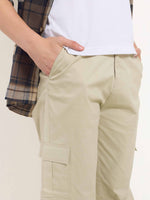 Load image into Gallery viewer, Greige Loose Fit Twill Cargo Trousers