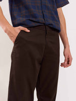 Load image into Gallery viewer, Dark Brown Loose Fit Twill Trousers