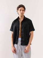 Load image into Gallery viewer, Black Twill Cropped Shirt