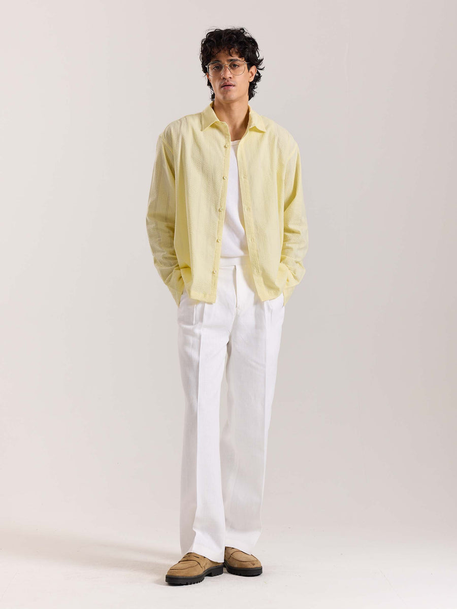 8YARDS 蛍光イエロー ラグランシャツ Buy Relaxed Fit Light Yellow Textured Shirt Online at Best Price