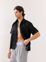 Load image into Gallery viewer, Black Twill Cropped Shirt