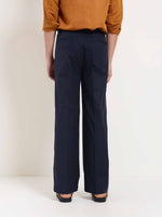 Load image into Gallery viewer, Blue Linen Baggy Fit Trousers