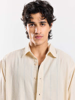 Load image into Gallery viewer, Relaxed Fit Cream Textured Shirt