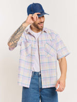 Load image into Gallery viewer, Lavender Checked Cropped Shirt