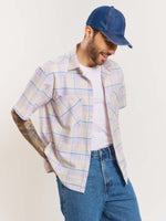 Load image into Gallery viewer, Lavender Checked Cropped Shirt