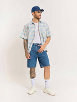 Load image into Gallery viewer, Blue Checked Cropped Shirt