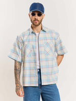 Load image into Gallery viewer, Blue Checked Cropped Shirt