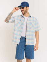 Load image into Gallery viewer, Blue Checked Cropped Shirt
