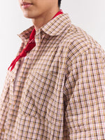 Load image into Gallery viewer, Brown Checked Cropped Shirt