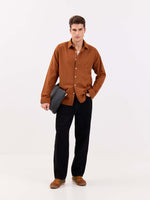 Load image into Gallery viewer, Rust Brown Linen-blend Shirt