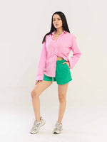 Load image into Gallery viewer, Pink & Green Striped Poplin Shirt