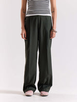 Load image into Gallery viewer, Green Pinstriped Baggy Fit Trousers
