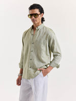Load image into Gallery viewer, Green Chambray Linen Shirt