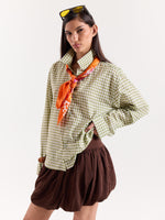 Load image into Gallery viewer, Green Gingham Cropped Shirt