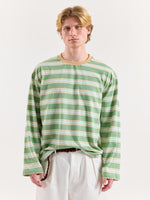 Load image into Gallery viewer, Green Multi-Striped Loose Fit Cropped T-Shirt