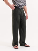 Load image into Gallery viewer, Green Pinstriped Baggy Fit Trousers