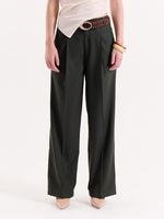 Load image into Gallery viewer, Green Pinstriped Baggy Fit Trousers