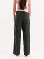 Load image into Gallery viewer, Green Pinstriped Baggy Fit Trousers