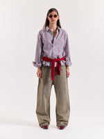 Load image into Gallery viewer, Green & Burgundy Glen Checks Cropped Shirt