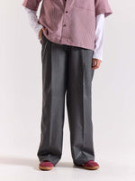 Load image into Gallery viewer, Grey Pinstriped Baggy Fit Trousers