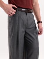 Load image into Gallery viewer, Grey Pinstriped Baggy Fit Trousers