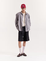 Load image into Gallery viewer, Grey Pinstriped Cropped Shirt
