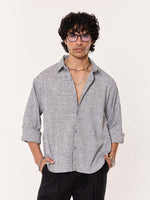 Load image into Gallery viewer, Grey Textured Cropped Shirt