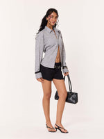 Load image into Gallery viewer, Grey Textured Cropped Shirt