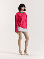 Load image into Gallery viewer, Hot Pink Stripe Loose Fit Cropped T-Shirt