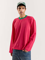 Load image into Gallery viewer, Hot Pink Stripe Loose Fit Cropped T-Shirt