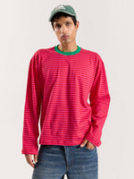 Load image into Gallery viewer, Hot Pink Stripe Loose Fit Cropped T-Shirt