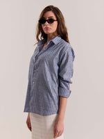 Load image into Gallery viewer, Blue Striped Linen-blend Shirt