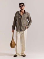 Load image into Gallery viewer, Khaki Green Linen-blend Shirt
