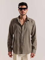 Load image into Gallery viewer, Khaki Green Linen-blend Shirt